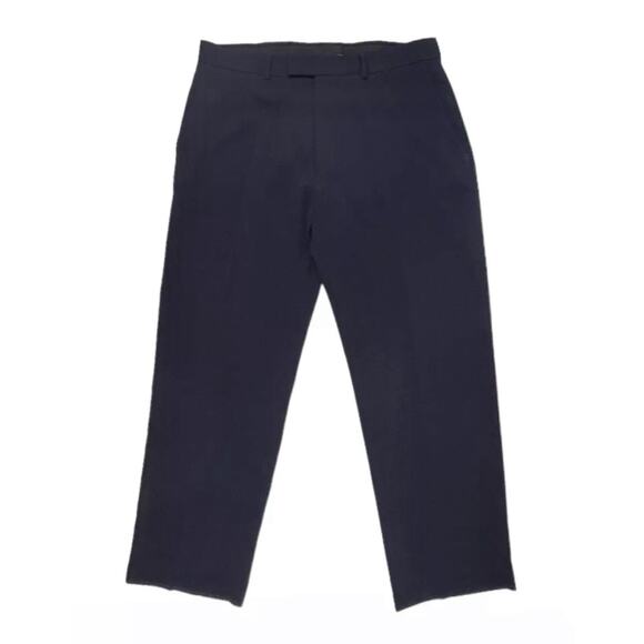 Haggar Essentials Pants Mens 36x30  Classic Fit Navy Blue Invisible Flex Waist - Picture 2 of 9